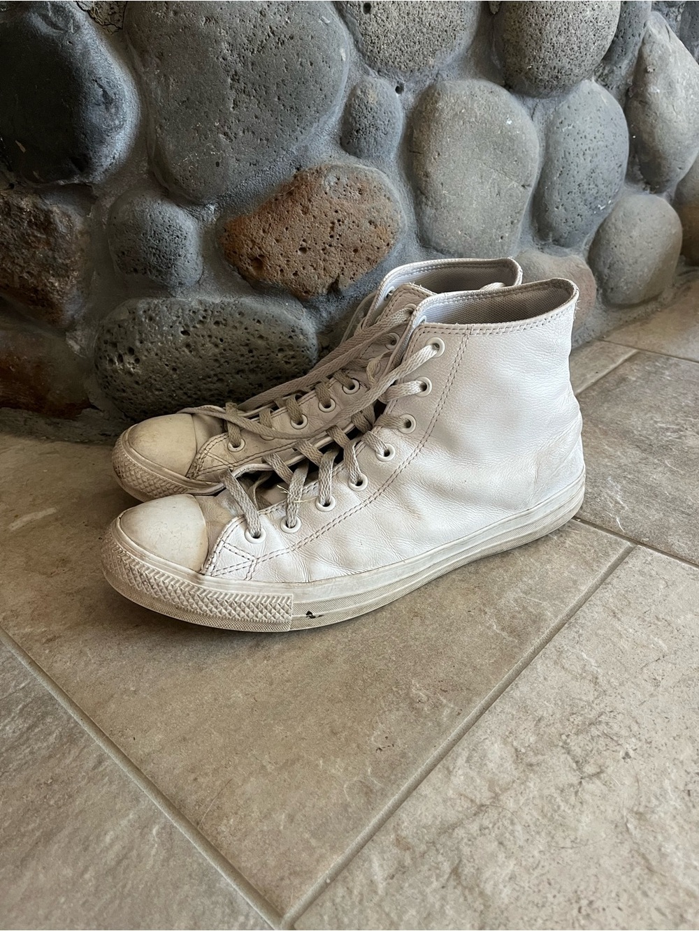 White High-Top Leather Sneakers